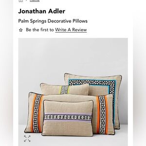 2 Jonathan Adler Palm Springs Decorative Pillow - Beige with Multicolor Trim